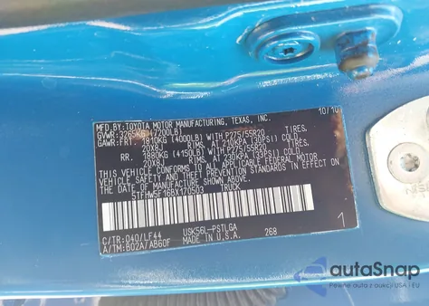 2011 Toyota Tundra Limited 5.7L V8 from USA, damaged, VIN 5TFHW5F16BX170503